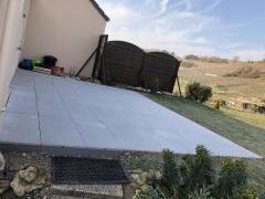 Terrasse composite et grès céram sur ossature terrassteel 