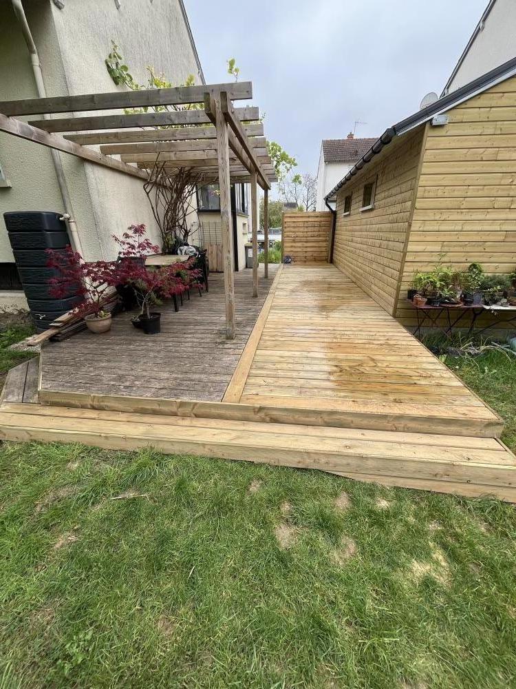 Agrandissement terrasse Mélèze Bazancourt 