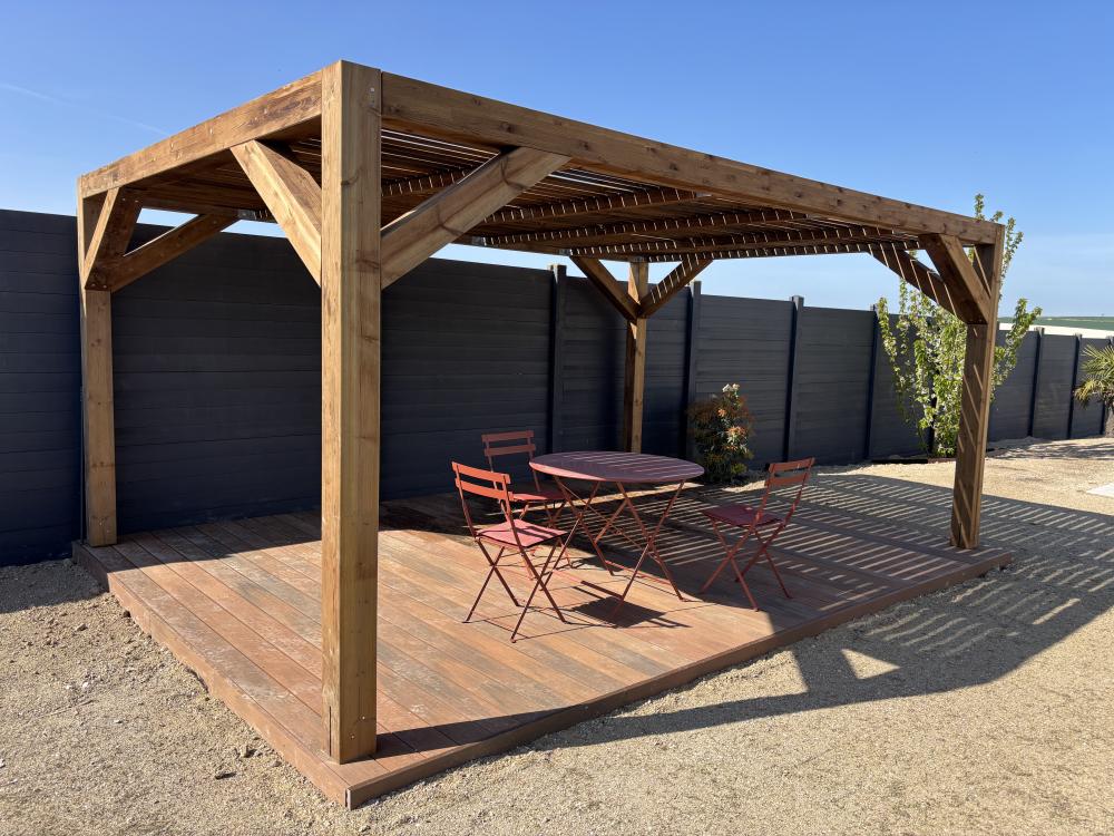 Pergola bols et terrasse composite 