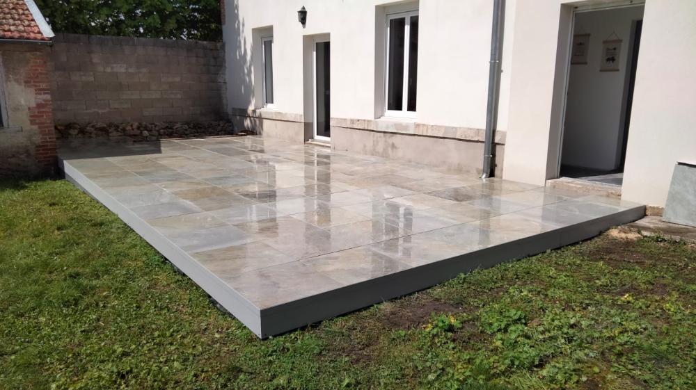 Terrasse grès ceram sur ossature Terrasteel 